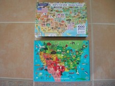 2 Maps of USA Jigsaw PUZZLES 1000 Pieces COMPLETE Mudpuppy Bopster United States