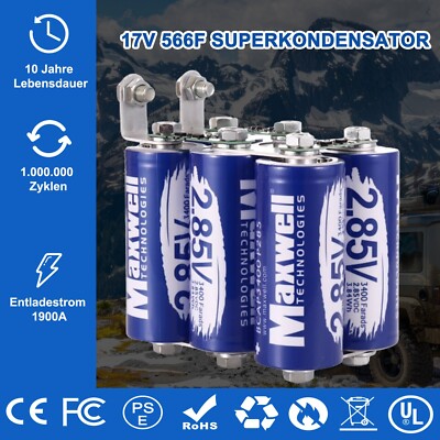 Maxwell 17V 566F Super Audio Kondensator Batterie 6pcs 2.7V3400Farad Autostart