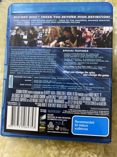 21 Blu-ray | Jim Sturgess, Kate Bosworth,Kevin Spacey | Region Free📪FAST POST📪 - Picture 2 of 2