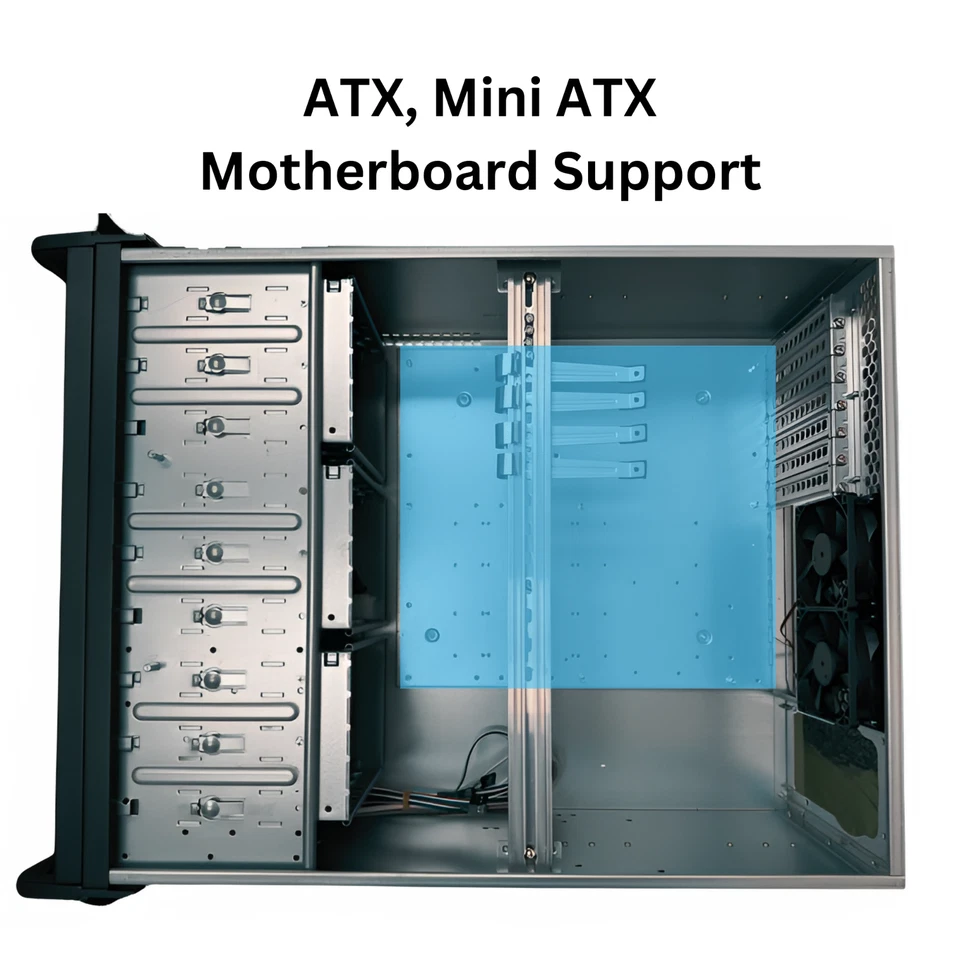 RACKOWL 4U Server Case/Rackmount Server Chassis, 15x 3.5" HDD Bay, ATX/CEB Mobo - Image 2 of 4