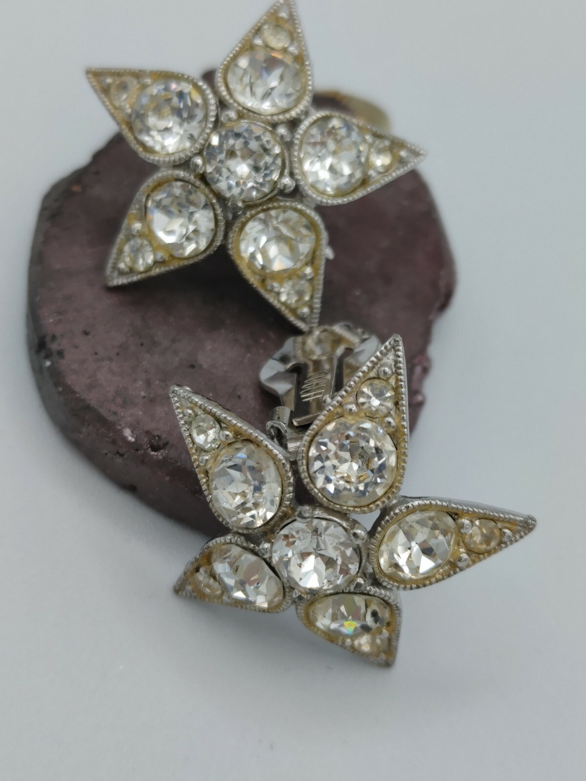 Vintage Estate Bogoff Rhingstine Earrings Clip On - image 1