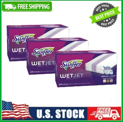 #ad 3 PACK Swiffer Wet Jet Mop Cleaning Pads Floor Cleaner for Wood Laminate Tile $40.63