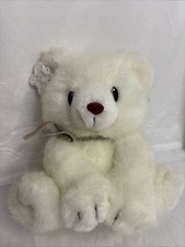 Russ Soft 'N Suede White Polar Teddy Bear 9" Plush Stuffed Animal W/ Bow Tag