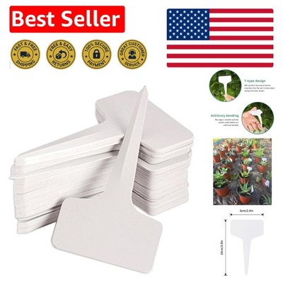 Essential 100 Pack 6x10cm Plastic Plant Tags - T-Shape for Easy Identification