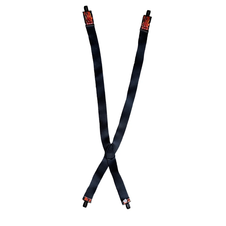 Hold Up Fire Flame Black Adjustable Suspenders - Image 3 of 4