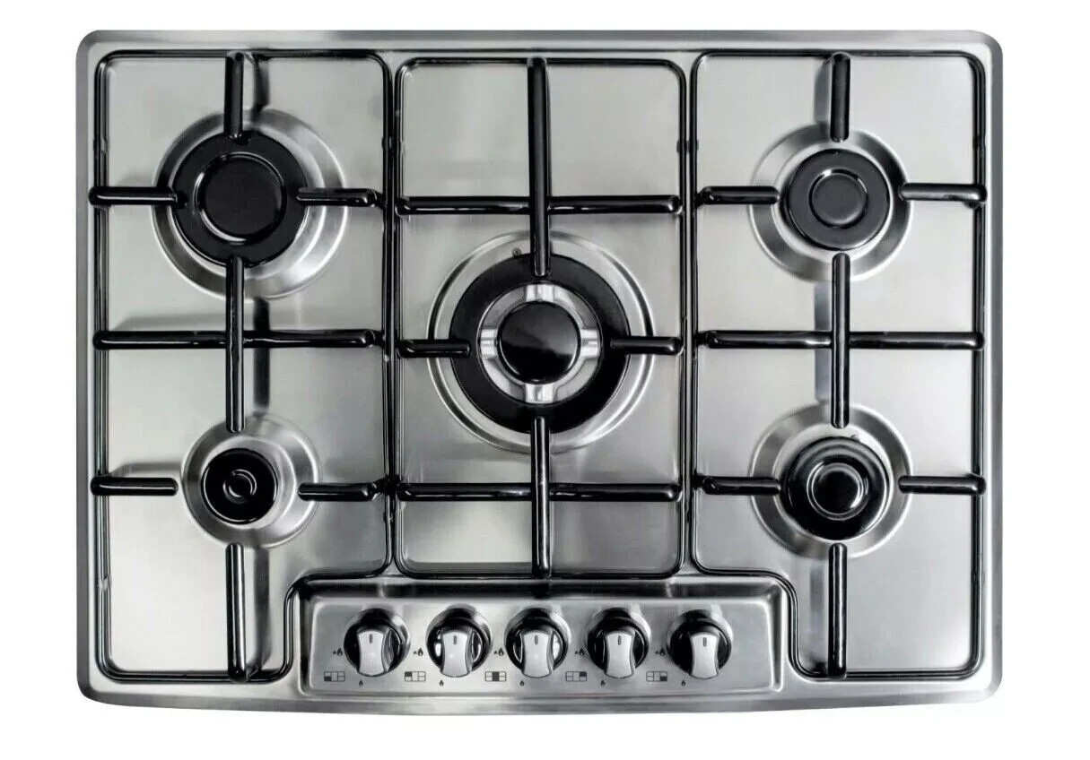 STAYLUX PIANO COTTURA 5 FUOCHI 70 CM INCASSO ACCIAIO GAS METANO O GPL 75 INOX