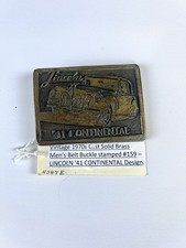 Vintage 1970s Automotive Themed Brass Belt Buckle 1941 Lincoln Continental Car
