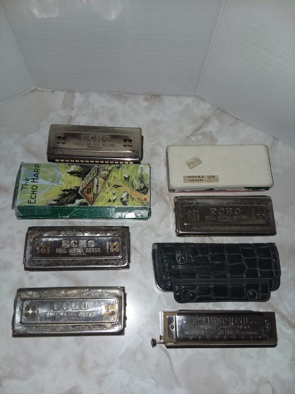 Vintage M Hohner Harmonicas Harp Lot of 5 Echo  Chromonica Germany A/D  G/C  C