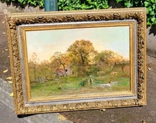 JEAN MICHEL GUSTAVE ANGLADE. Natural Landscape . Signed Oil On Canvas Painting 