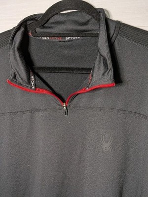 Spyder DRY W.E.R. Active Quarter Zip Pullover Mens Large Black Red Trim Training