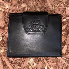 Vintage Black Leather Wallet Celtic Knot Kiss...