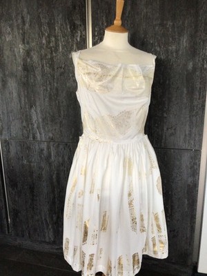 VIVIENNE WESTWOOD Anglomania designer dress EU 44/UK 12 white cotton/gold  detail | eBay