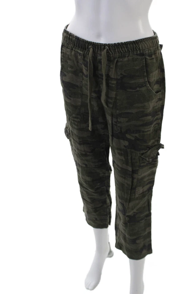Pantalones cargo Sanctuary X Anthropologie para mujer de lino camuflaje verde talla XS Foto 2 de 4