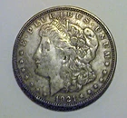 Morgan Silver Dollar, 1921.  XF.  Genuine (always)