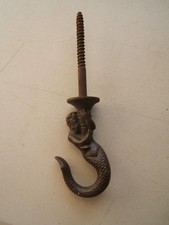 ANTIQUE CAST IRON MERMAID CEILING HOOK OIL LAMP HOOK