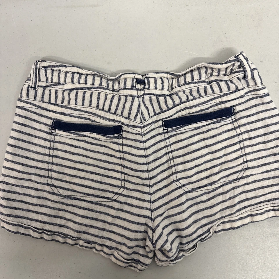 Pantalones Cortos Jolt Para Mujer 9 Azul Marfil Rayas Mezcla de Lino Informales Elegantes Atléticos Y2K Foto 4 de 4