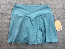 Blogilates Skort Womens Large Blue Crisscross Slit Skirt Built in Shorts