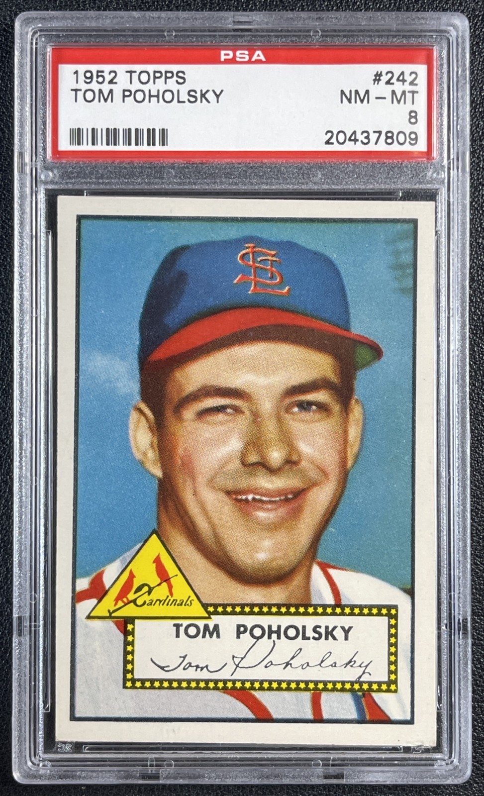 TOM POHOLSKY PSA 8 1952 TOPPS BASEBALL #242 ROOKIE RC CARDINALS 7809