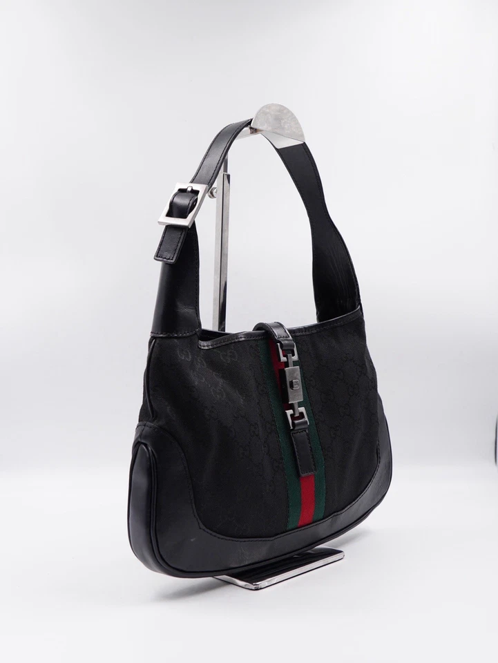 Gucci Jackie Hobo Bag Medium Black Canvas/Leather - Image 4 of 4