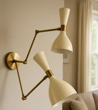 Metal Wall Sconce Mid Century 1950'Italian Light Brass Beautifull Stilnovo Lamp