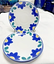 Set Of 4 Blue Yellow Flowers INTERNATIONAL TABLEWORKS NAPOLI 11” Dinner Plate