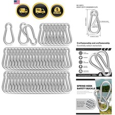 Carabiner, Heavy Duty Galvanized Steel Spring Snap Hook Carabiner Clips with ...
