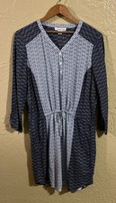 Coldwater Creek Dress Women’s PM Blue Drawstring Pockets Lightweight Coastal