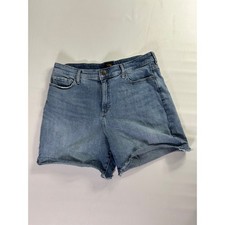 Vintage Lee Women's Sz 14 Medium Mid Rise Denim Shorts Frayed Hem Blue