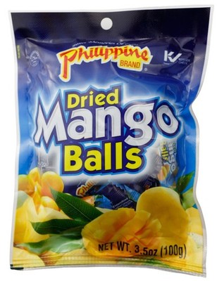 getrocknete Mango Kügelchen einzeln verpackt 100 gr. snacks Obst Kugeln