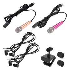 2Pcs Mini Mic Tiny Microphone Type C Bracket Sponge Cover Earphones Gold/Pink