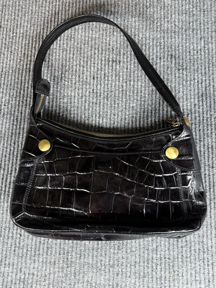 Maxx New York Bolso de Hombro Mujer Negro Cocodrilo Repujado Cartera Cremallera Top Hardware Foto 2 de 4