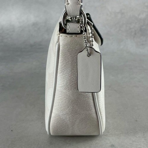 COACH C1584 Accessory Pouch White Leather Mini Bag Unisex Shoulder Bag Signature - Picture 14 of 24