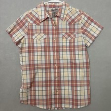 Wrangler Men's Medium Short Sleeve Pearl Snap Western Plaid Shirt NWT