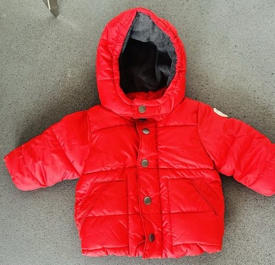 Baby Gap Jacke Rot Rosa Kapuze Reißverschluss Samtstreifen 6-12 Mon Baumwolle 