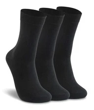  Women's Thin Merino Wool Socks Mid-calf Light Weight One Size 3 Pairs - Black