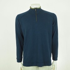 Tommy Bahama Pullover Sweater Mens Small Navy Blue 1/4-Zip Mock Pima Cotton