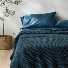 King Chunky Knit Blanket Dark Blue - Casaluna