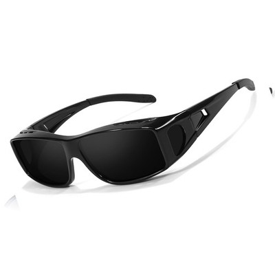 IGnaef Dark Cat.4 Fit Over Sunglasses for Men Women, Polarized Medium, Black 
