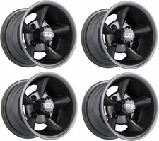Set of 4 GTW Godfather 10x7 Matte Gray Aluminum Golf Cart Wheel | 3:4 Offset
