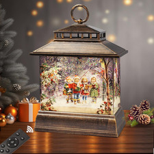 Christmas Snow Globe Lantern Water Glittering Lantern with 8 Songs  6H Timer Ro