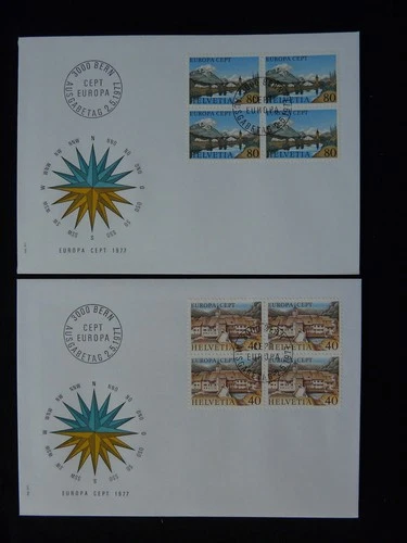 Europa Cept x2 FDC Switzerland 1977 (block of 4)