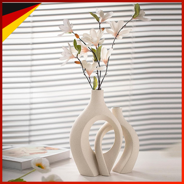 Vasen Set Keramik Beige Modern Dekoration Boho FüR Zuhause Wohnzimmer BüRo-image