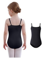 Mecceos Girls' Camisole Dance Leotard Tops Ballet 6-8 Years, Black