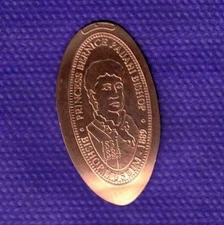 HAWAII PRINCESS BERNICE PAUAHI BISHOP 1831-1884 Elongated Pressed Copper Penny