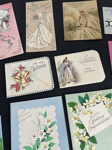 Lot 12 Vintage Grußkarten 50er Jahre + Hochzeit Braut Jahrestag Miller Norcross - Bild 2 von 10