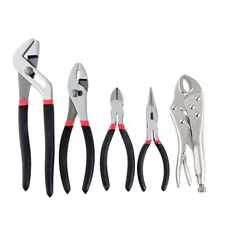Assorted Pliers Set of 5 Professional Hand Tools for DIY and Repair