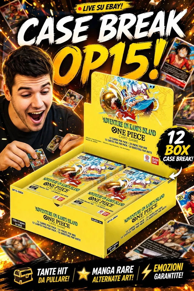 🔥 CASE BREAK ONE PIECE OP15 – LIVE SU EBAY! 🔥 RIP & SHIP
