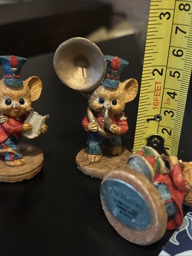 4 Vintage Rare 80's 1985 Enesco Mice Mouse The Musician Drums Trumpet Harp - Picture 9 of 9