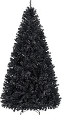 7ft Black Artificial Christmas Tree for Holiday Decor, 1749 Tips, Folding Stand