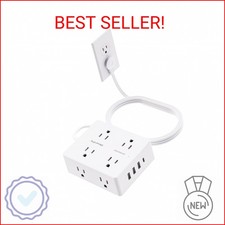 Surge Protector Power Strip 10 ft Cord, Olcorife Ultra Thin Flat Plug Extension